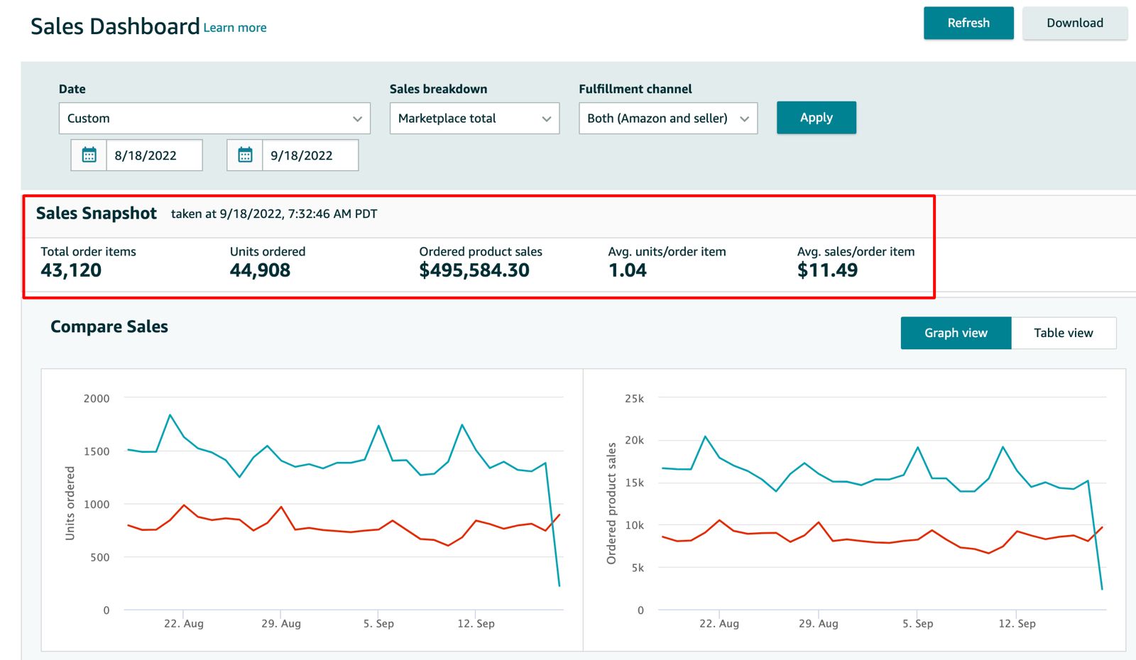 Sales Snapshot — $495K/month